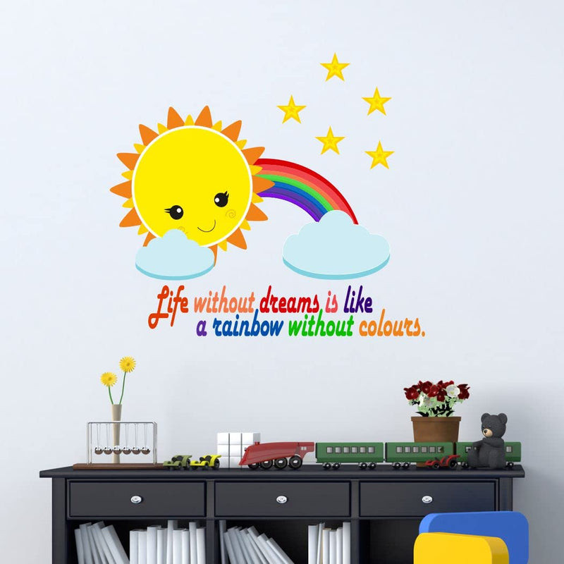 Delight Art Shiny Rainbow with Smiling Sun Design Wall Sticker Size - (58 * 53) cm Model id - (DAMC00624L)