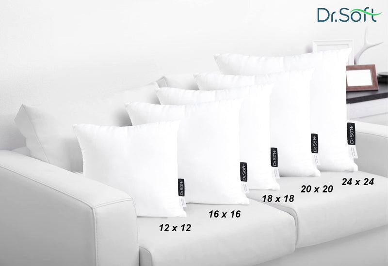 Dr.Soft Supersoft & Fluffy Micro Polyester Cushion Filler With Zipper 50X50 Cms/ 20X20 Inches - Pack Of 2 (Softness Adjustable, Reliance Siliconized Polyfiber), White