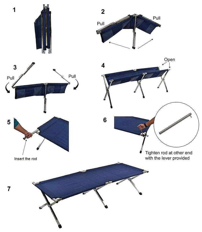 PAVITYAKSH Foldable Bed Heavy Duty Lightweight Folding Camping Cot Bed, Foldable Portable Sleeping Cot for Adult, Patio, Beach, Hiking, Camping, Travel, Office Nap, Outdoor, Indoor