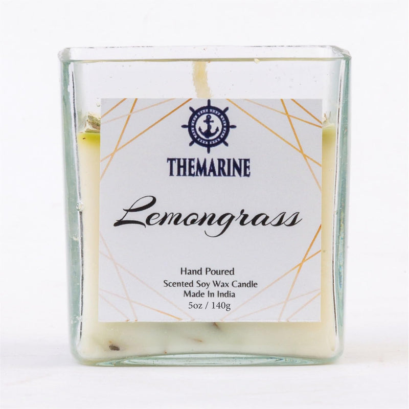 THEMARINE Lemongrass Scented Soy Wax jar Candle | Natural Soy Wax | No Smoke Wick