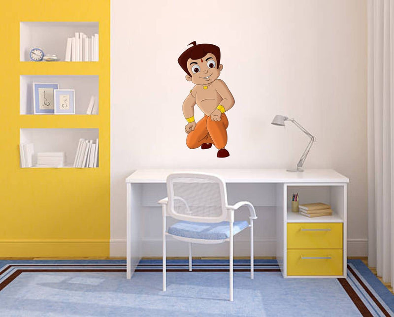 Jump up Amazing Chota Bheem Wall Sticker for Kids Room, Bedroom, Drawing Room, Living Room, Home| Multicolor| Size 30cm X 15cm