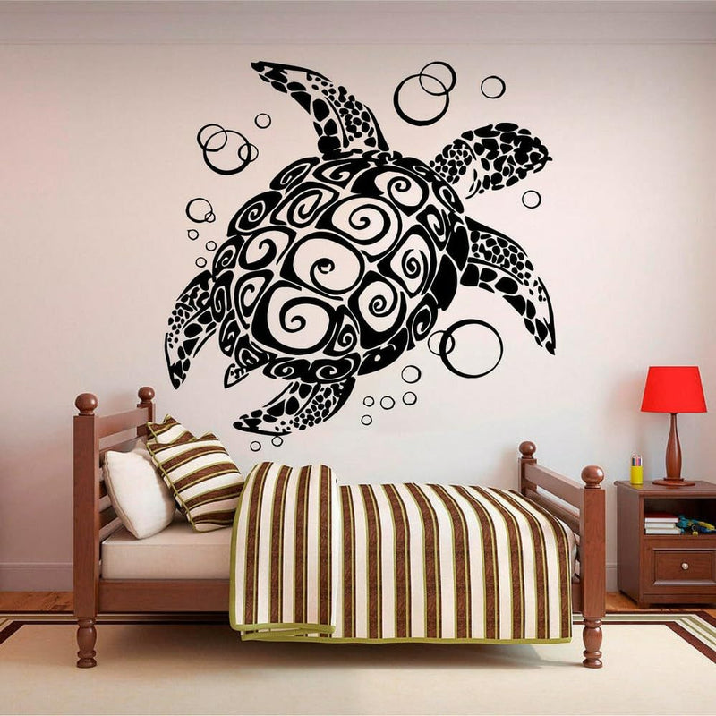 GADGETS WRAP Vinyl Sea Turtle with Bubbles Wall Decal