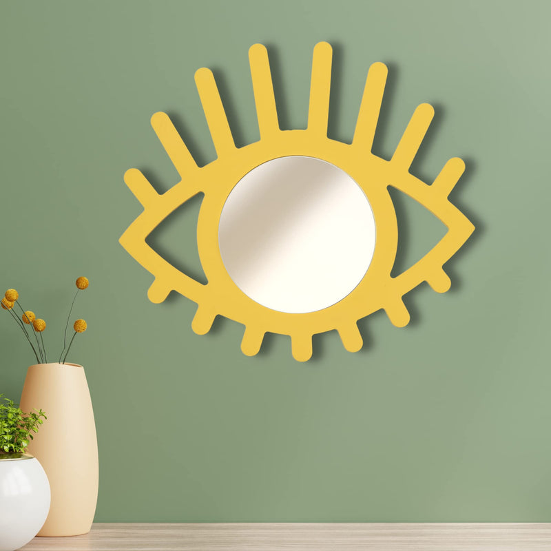 TBE DESIGNS Wall Decor Eye Mirror (Sunshine Yellow)