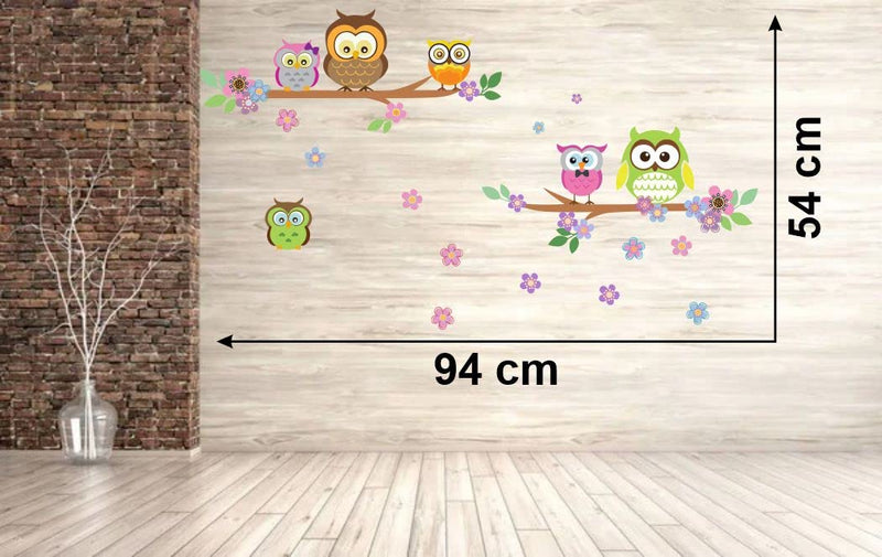 Delight Art Tree with Flower and Owl Wall Sticker Size - (94 * 54) cm Model id - (DAMC00257L)