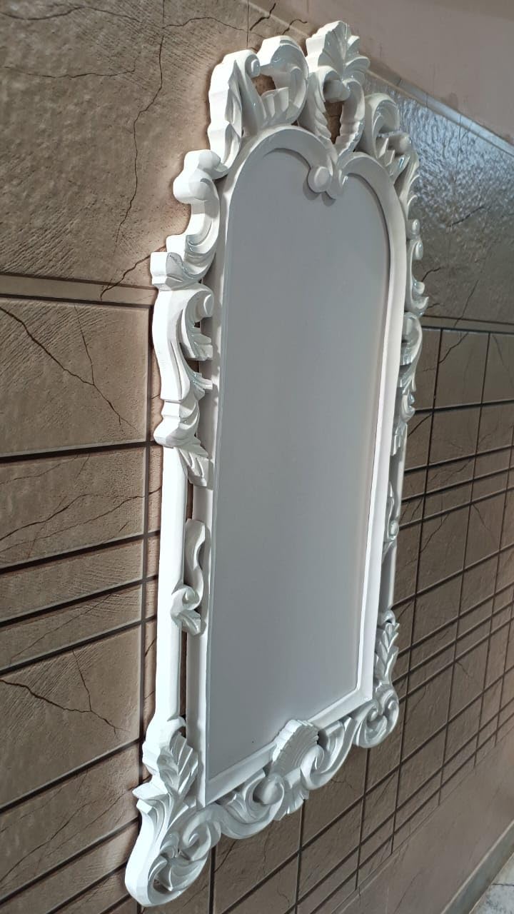 Decorative Full Length Wall Royal Mirror Wooden White Frame