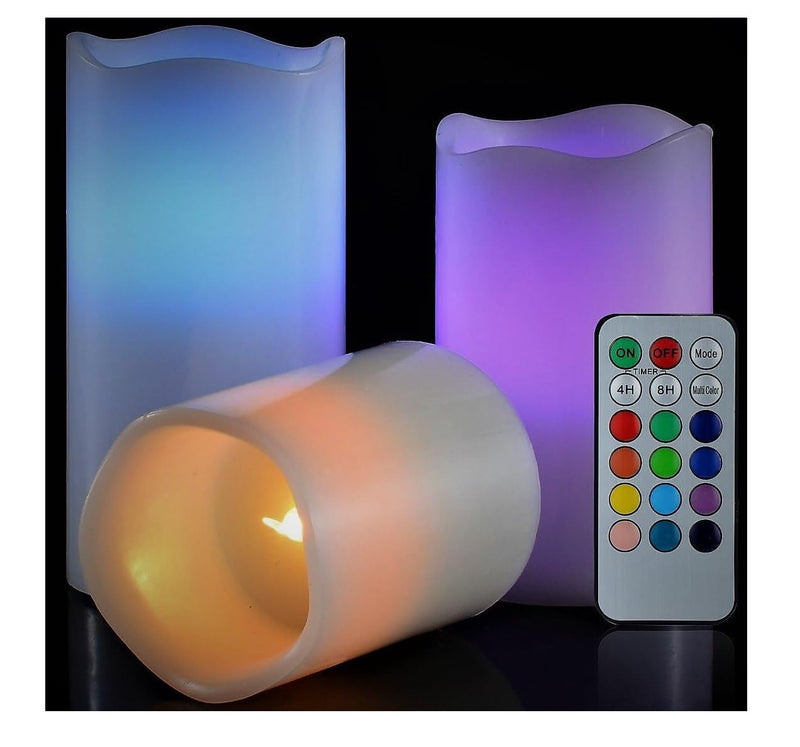 Urban Sajavaat Set of 3 Pillar LED Candles Flameless Candle Battery Operated