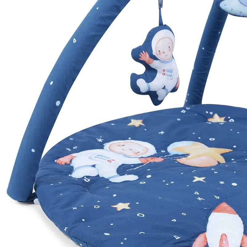 haus & kinder Baby Playgym For Babies|Activity Play Gym Mat With 5 Hanging Toys|Foldable&Durable Cotton Play Mat|Baby Crawling Mats For Floor For 0 To 24 Months (Spacewalk)Navy Blue,Pack Of 1