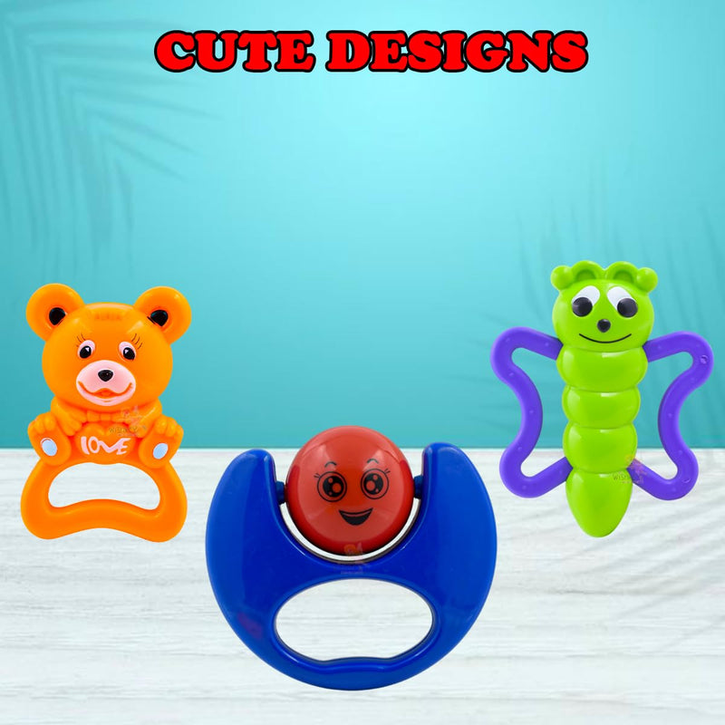 WISHKEY Plastic Colorful Non Toxic BPA Free Shake & Grab Rattles and Soothing Teethers for Babies & Infants, Early Age Toys for Kids (Pack of 13, Multicolor)
