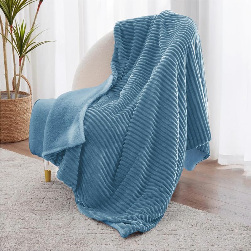 BSB HOME Premium Plush Spring Summer Single Bed Dohar/AC Blanket | 220 GSM Lightweight Ultrasoft Breathable Bed and Sofa, Couch, Travel & Camping Blanket| 152 x 228 cm - Aqua