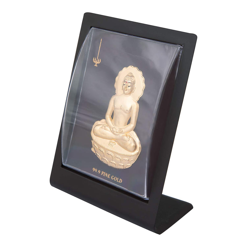 Satnam Gems 99.9 Fine Gold Mahavir Swami Ji Picture Frame