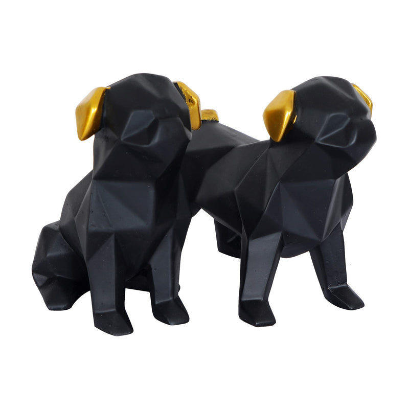 zart Black Dog Cute Pair Showpiece for Home Decoration Items Set of 2 (Black)