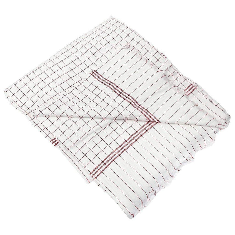 Craft Venture 100% Cotton Soft Beautiful Plain Chek Single Bed Size Skin Friendly Summer AC Blanket | Khes | Dohar | Top Sheet Set | Chadar (Maroon&White, Single Bed)