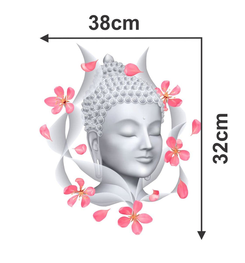 Decor Kraft Budha with Flowers Wall Sticker & Decal,Size- 38 Cm X 33 Cm,Religious