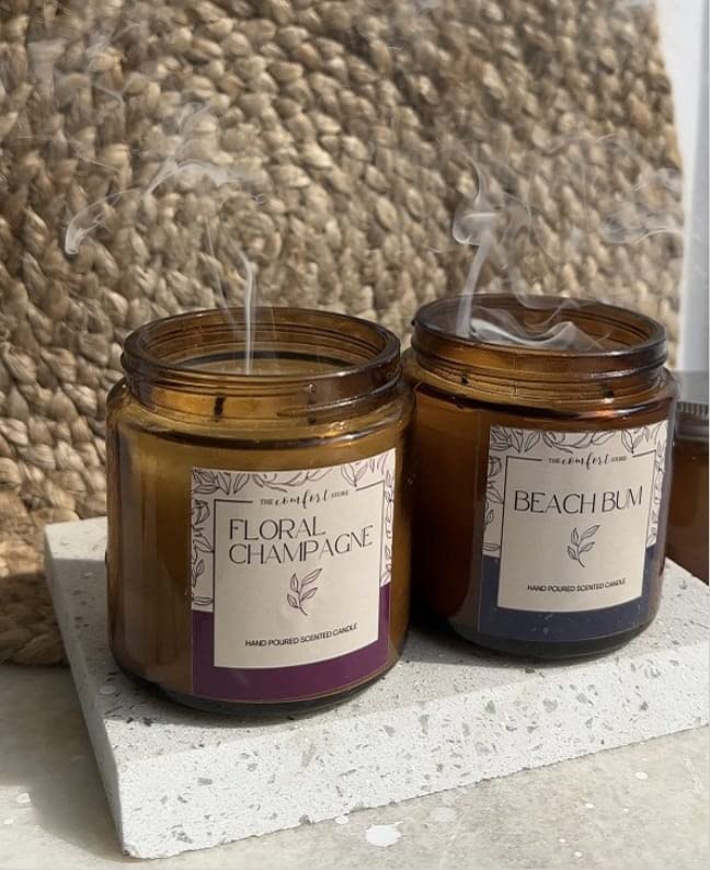 Big Beach Bum+ Big Floral Champagne Scented Jar Candle Combo Pack of 2