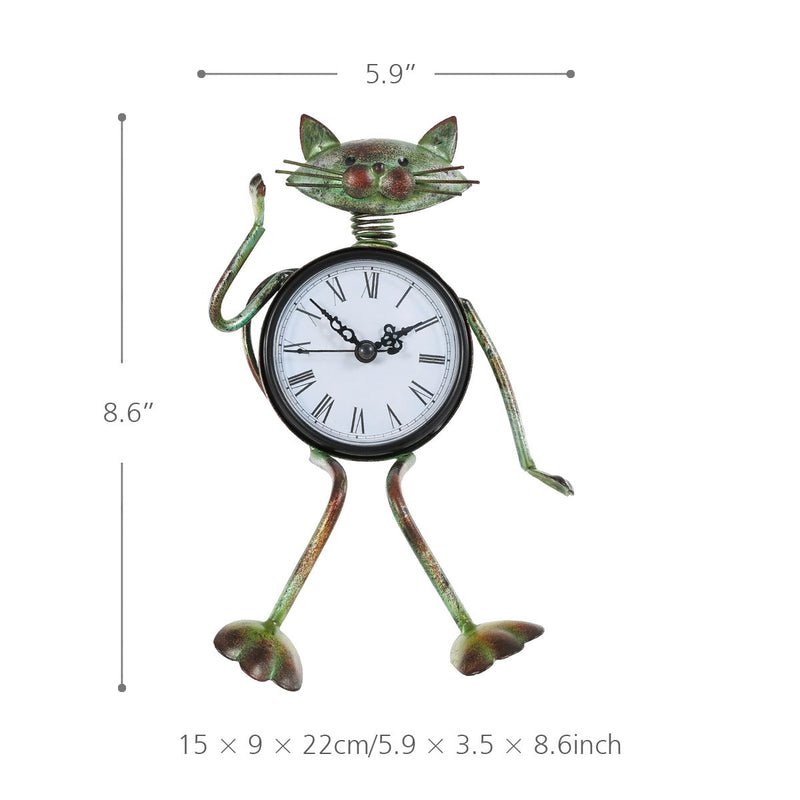 Tooarts Clock Handmade Vintage Metal Iron Figurine Mute Table Clock Practical Clock One AA Battery