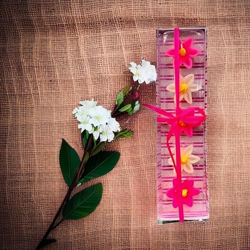 The Decor Affair Long-Lasting Sunflower-Shaped Wax Candles - A Set of 5 Handcrafted Masterpieces Perfect for Diwali and New Year Celebrations (Pink)