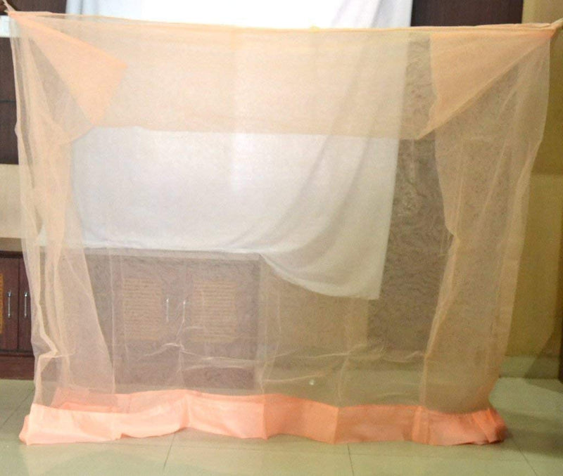 Divayanshi Mosquito Net for King Size Double Bed Extra Large Size Polycotton (Peach, 8x8)