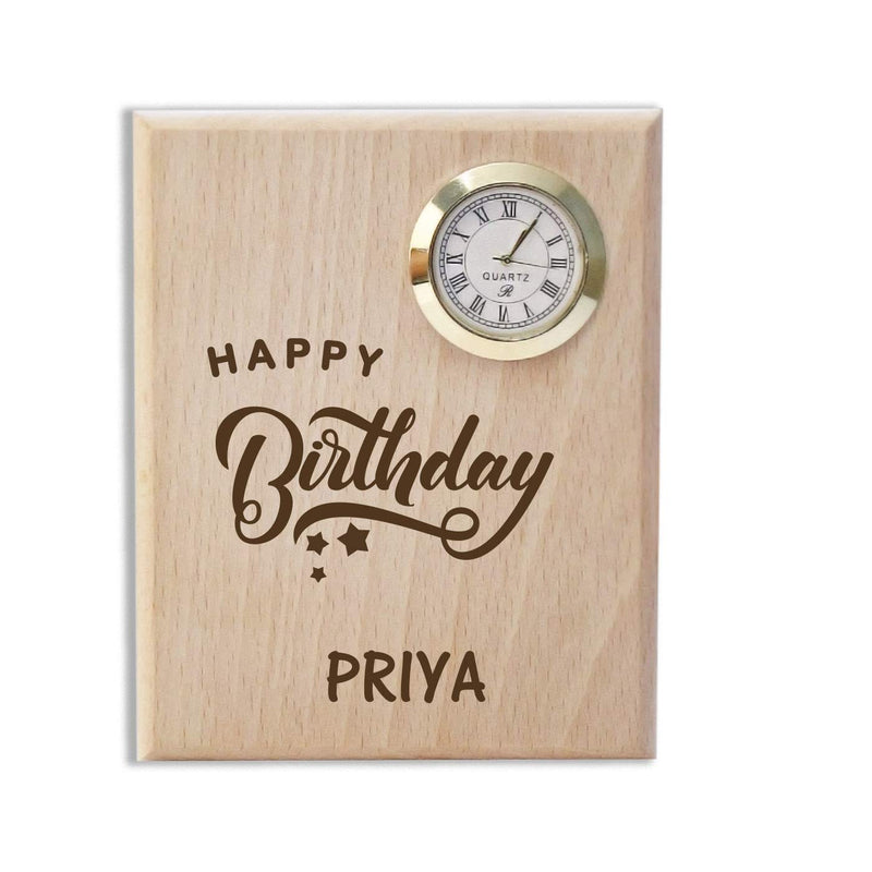 Graphicalmela Wooden Table Clock Birthday/Personalized Table Clock Name Gift with Congratulation for mom dad Uncle Aunty boss Friend Office Colleagues Boyfriend Girlfriend Sister