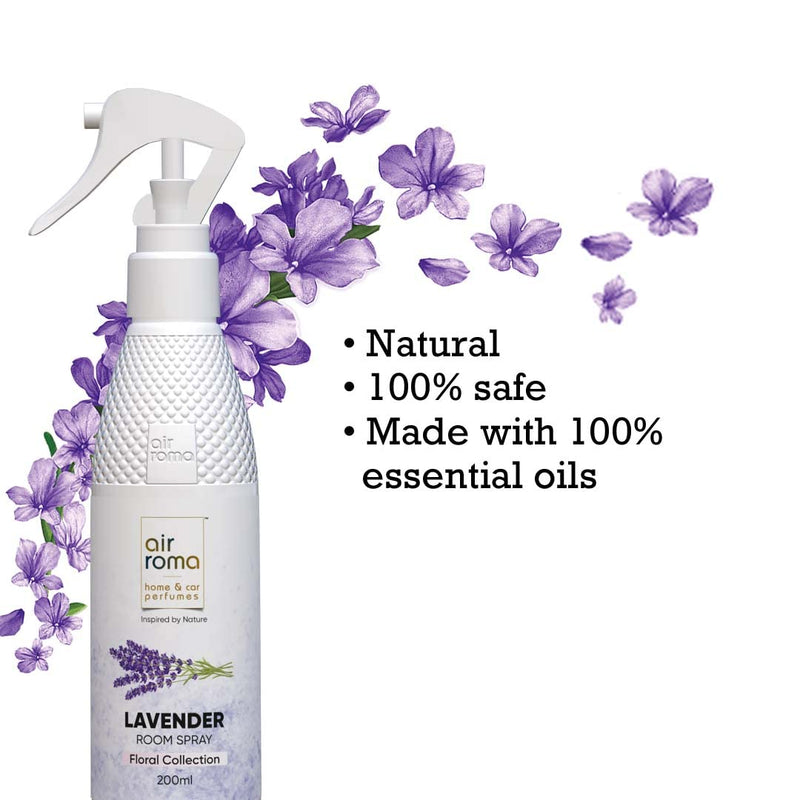 AIR-ROMA Lavendar Air Freshener Spray, 200ml | Long-Lasting Odor Eliminator for Home, Hotel Room & Office