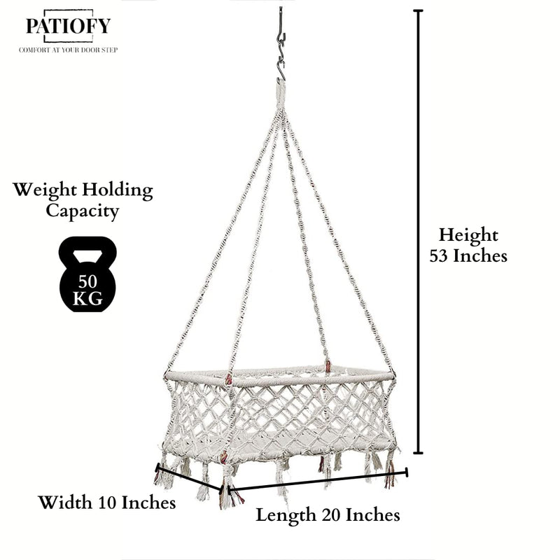 Patiofy Silk Baby Thottil/Used As Baby Hanging Jhula For 0-2 Years Old/Cradle And Swing With Mattress For Babies/White In Colour, 29 Inch