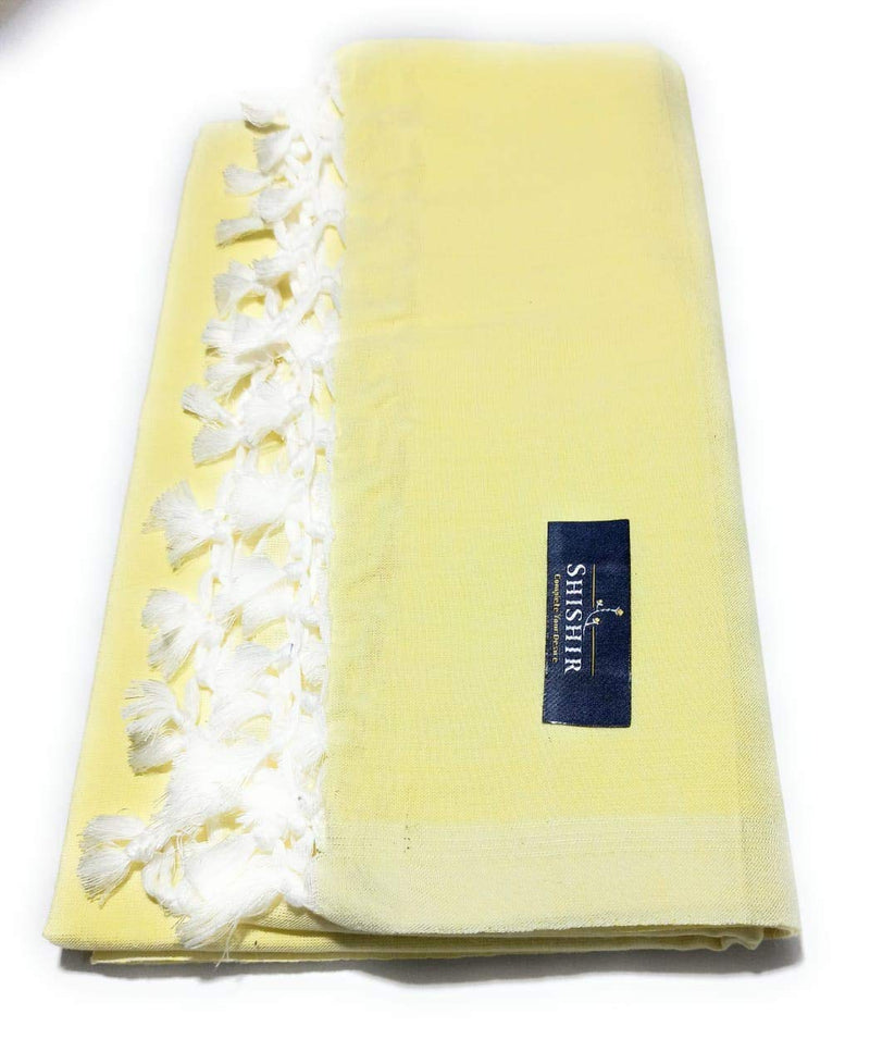 SHISHIR Bhagalpuri Silky Soft Lemon Yellow Solid Cotton Chadar for Travelling/Midwinters/Summer/Rainy Single Size Odhne Wali Topsheet