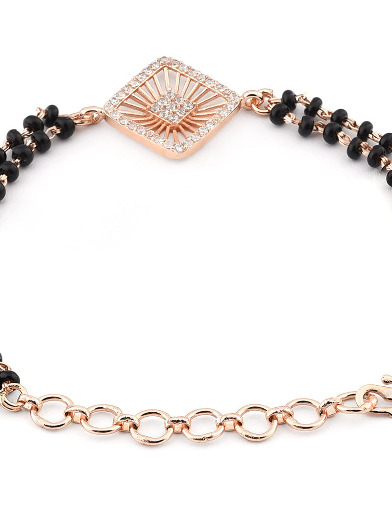 ZAVERI PEARLS Rose Gold Contemporary Cubic Zirconia Mangalsutra Bracelet For Women-ZPFK12638