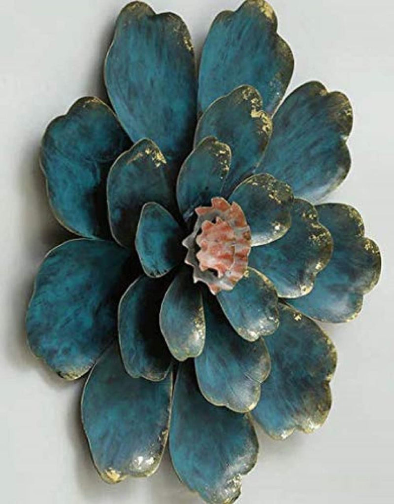 World Decor Shine Flower Wall Decor (24 * 02 * 24 in), Turquoise