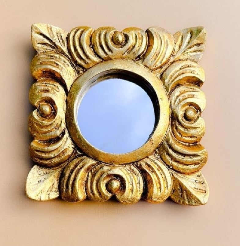 Vas Collection Small Gold Leaf Mirror for Wall Decor