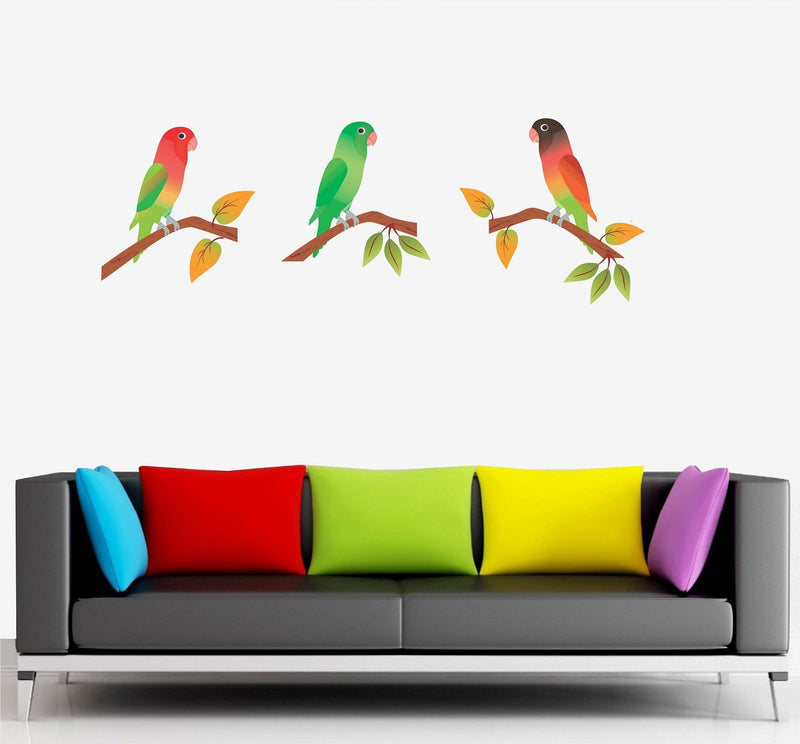 Asmi Collections Wall Stickers Beautiful Parrots on Tree Branches