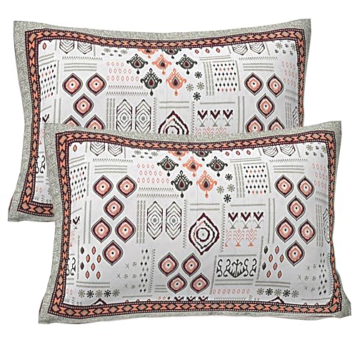 HZAR ART King Size Premium 100% Cotton Bedsheet for Double Bed with 2 Pillow Covers | 280 TC Flat Sheet | Jaipuri Print Double BedSheet Cotton (Mandana Print,100 X 108 Inches) B28