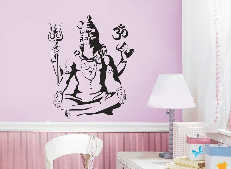 DivineDesigns™ Shiv Shankar Black Sticker (Size :- 51 X 61 cm) | Wall Sticker for Living Room/Bedroom/Office and All Decorative Stickers