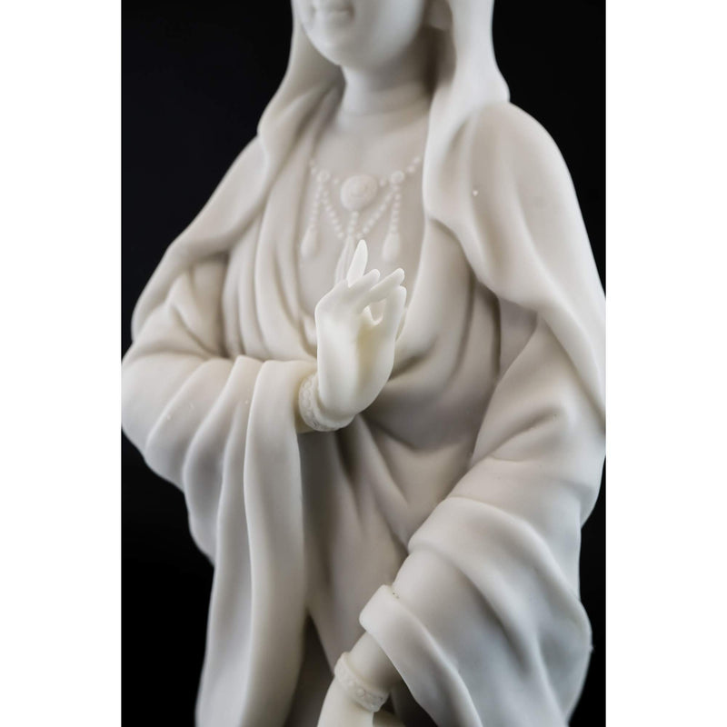 Top Collection Quan Yin Statue on Lotus Pedestal - Kwan Yin Goddess of Mercy and Compassion Sculpture in White Marble Finish- 12.5-Inch Buddhist Figurine