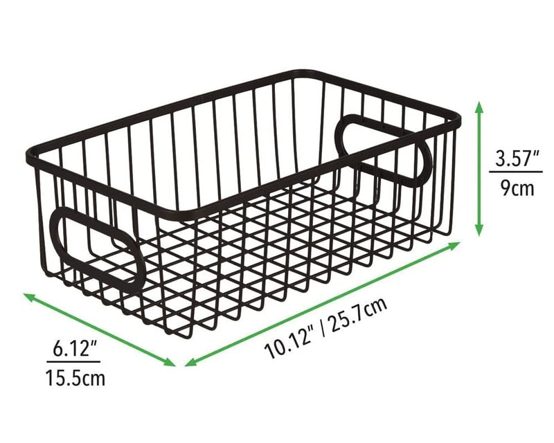 Bianco Multipurpose 10" Metal Bathroom Storage Organizer Basket Bin - Modern Wire Grid Design - for Organization in Cabinets, on Countertops, Bedroom, Kitchen, Bathroom, Garage (Pack of 1, Black)