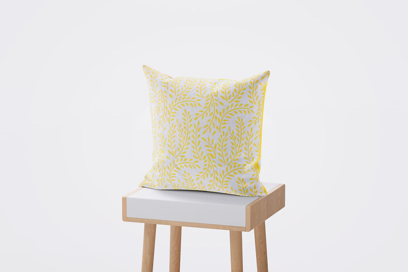 BLOCKS OF INDIA Hand Block Printed Cotton Cushion Cover (16 X 16 Inches) (Yellow Flower), 300 TC