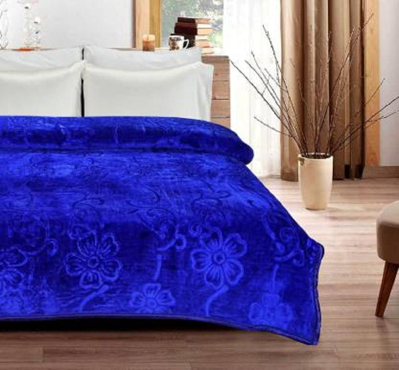 HomyReef 500 TC Winter/Mild-Winter Solid/Floral Light Weight Super Soft Warm Mink Single Bed Blanket for Winter (229 x 229 cm), Lightweight (Blue, Single Bed - 85x60 Inch)