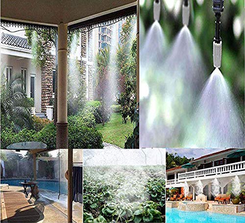 DIY Crafts Water Misting Cooling System Mist Sprinkler Nozzle Outdoor Garden Patio Greenhouse Plants Spray Hose Watering Kit (8 Pcs Misting Kit, Multi Included Pipe + Faucet Connector + Accessory)