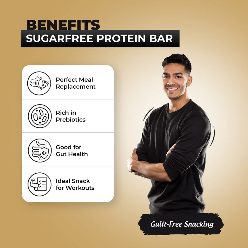 HYP Sugarfree Protein Bar, Oats Brownie (6x40g) | No added Sugar | Triple Blend Protein | 10g Protein Energy Bar | Gluten-free Oats Brownie Protein Bars | Sugarfree Protein Bar | Ready to eat foods