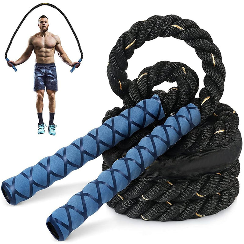 Proberos® 2.8m Adult Jump Rope 25mm Thick Weighted Jump Rope Pro Training Jump Rope Anti Sweat Foam Handle Full Body Aerobic Exercise Gear