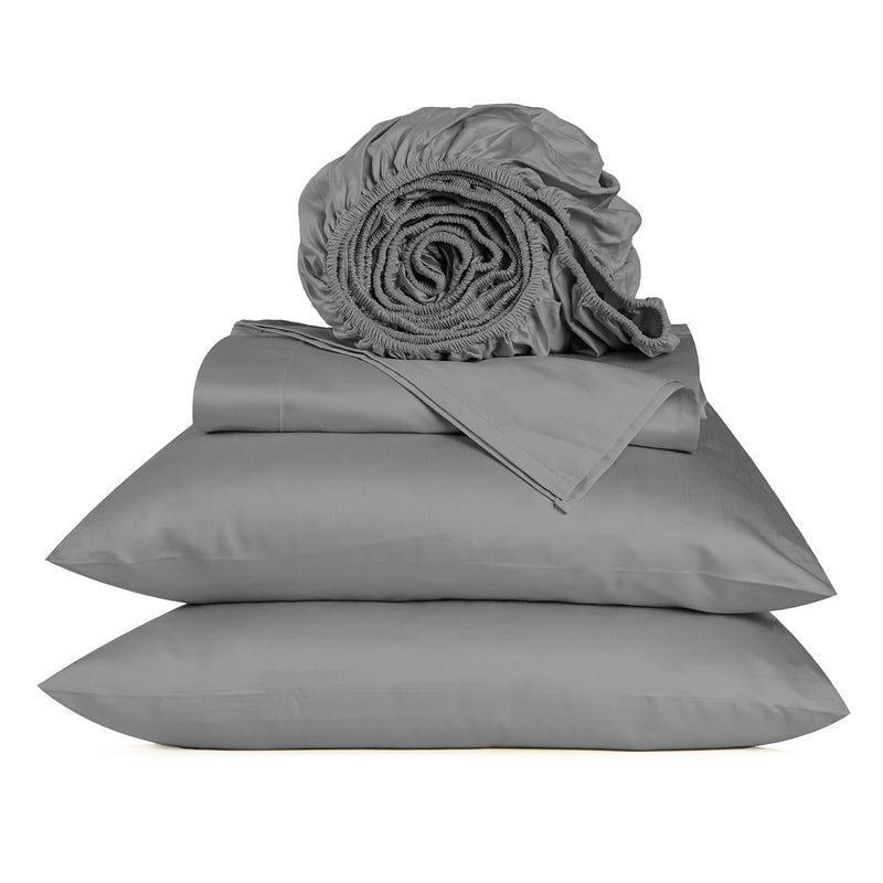 URBANHUT Egyptian Cotton Sheets Set (4 Piece) 800 Thread Count - Bedspread Deep Pocket Premium Bedding Set, Luxury Bed Sheets for Hotel Collection Soft Sateen Weave (Queen, Elephant Grey)