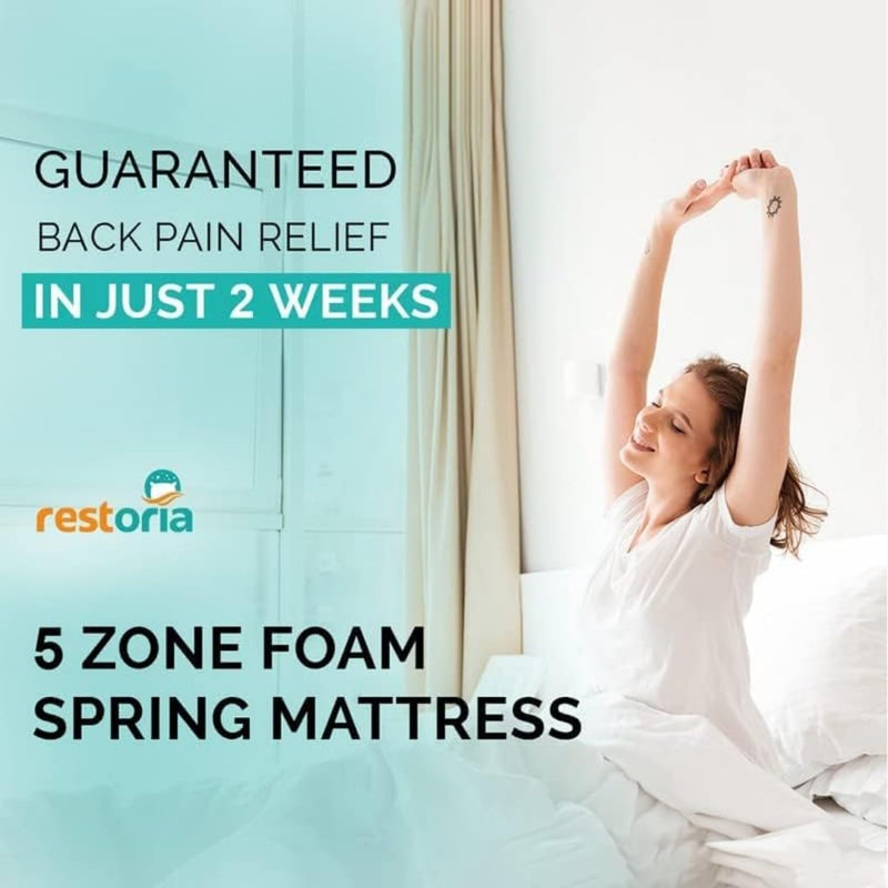 Restoria Orthopedic Latex Foam Spring Mattress | Anti Sag Tech Mattress with 10-Year Warranty | 5 Zone High Resilience Foam | Breathable 8 Inch Thick Knit | Single Size (78x36x6 inches)