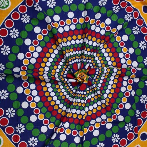 Ubania Collection® 100% Comfort Cotton Jaipuri Rajasthani Traditional Flower Mandala Print TC 144 Single Bed Bedsheet with Pillow Covers for Bedroom (Multicolour)