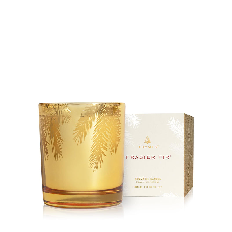 Thymes Frasier Fir Gilded Candle - Scented Candle for Home Fragrance (6.5oz)