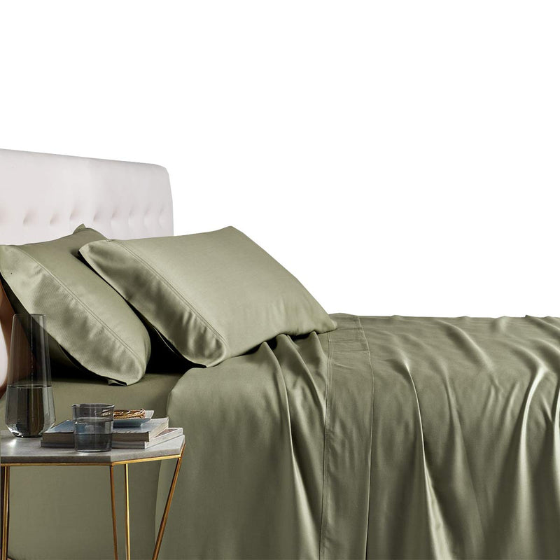 Royal Tradition Viscose from Bamboo Bed Sheets, Split-King, Solid Sage, Super Soft and Cool 5PC Sheet Set