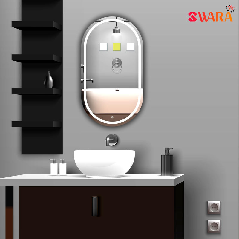 Capsule LED Bathroom Mirror with 3 Lighting Options (Warm, White, Natural White) - Stylish Illumination for Your Wash Basin 17.5X23.5 INCH