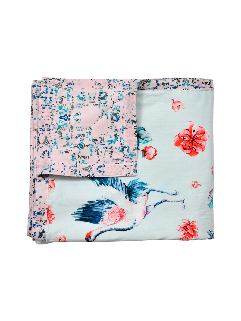 EVER HOME Digital Print Reversible AC Dohar Double Bed Cotton for Summer 120 GSM, Mild Winter Blanket, Blue & Pink 88 x 100 inches