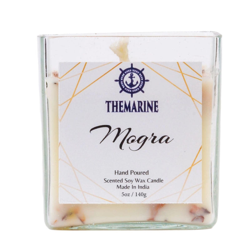 THEMARINE Mogra Scented Soy Wax jar Candle | Natural Soy Wax | No Smoke Wick