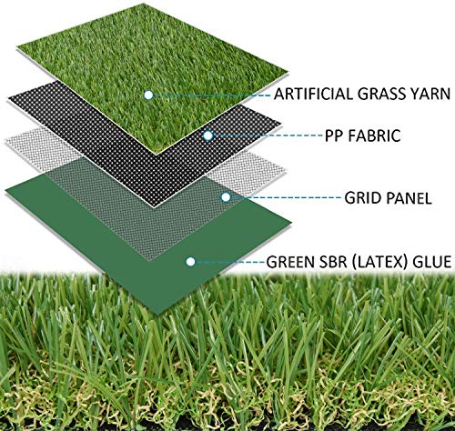 Heart Home 45 mm Soft and Durable Plastic Turf Carpet Mat, Artificial Grass (16" X 24") Green-HEART11762, Standard (HEART011762)