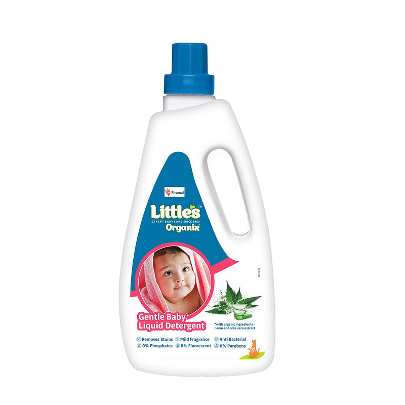 Little's Organix Gentle Baby Liquid Detergent 1 Litre | Enriched with Aloe Vera and Neem extracts | Floral fragrance | Anti-Bacterial | Free from Parabens, Phosphates, Brighteners & Bleach