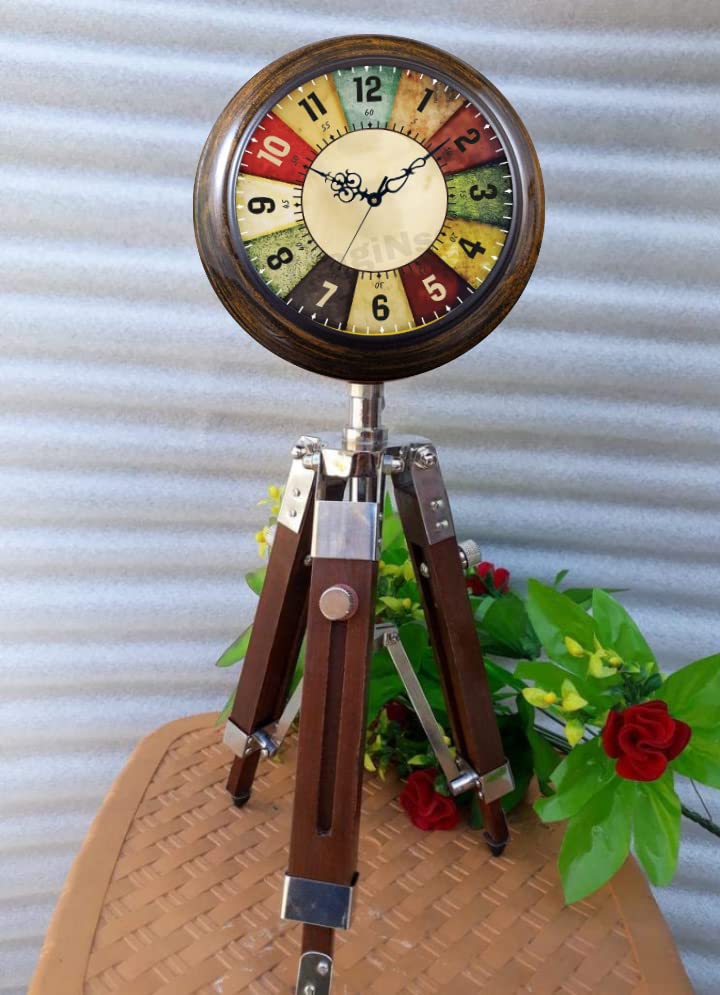 TYAGI Wooden Table Clock Antique Style Office Home Decor handicrafts Items Wedding Gift Bedroom Living Room Table Clock