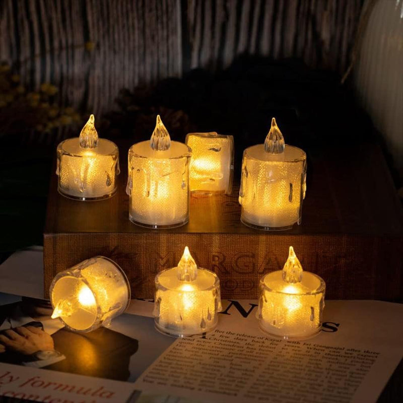 The Decor Affair 24 Pcs Flameless Electric Candles: Embrace The Spellbinding Flicker of Flickering Tea Lights, Replicating The Authentic Candlelight Effect.